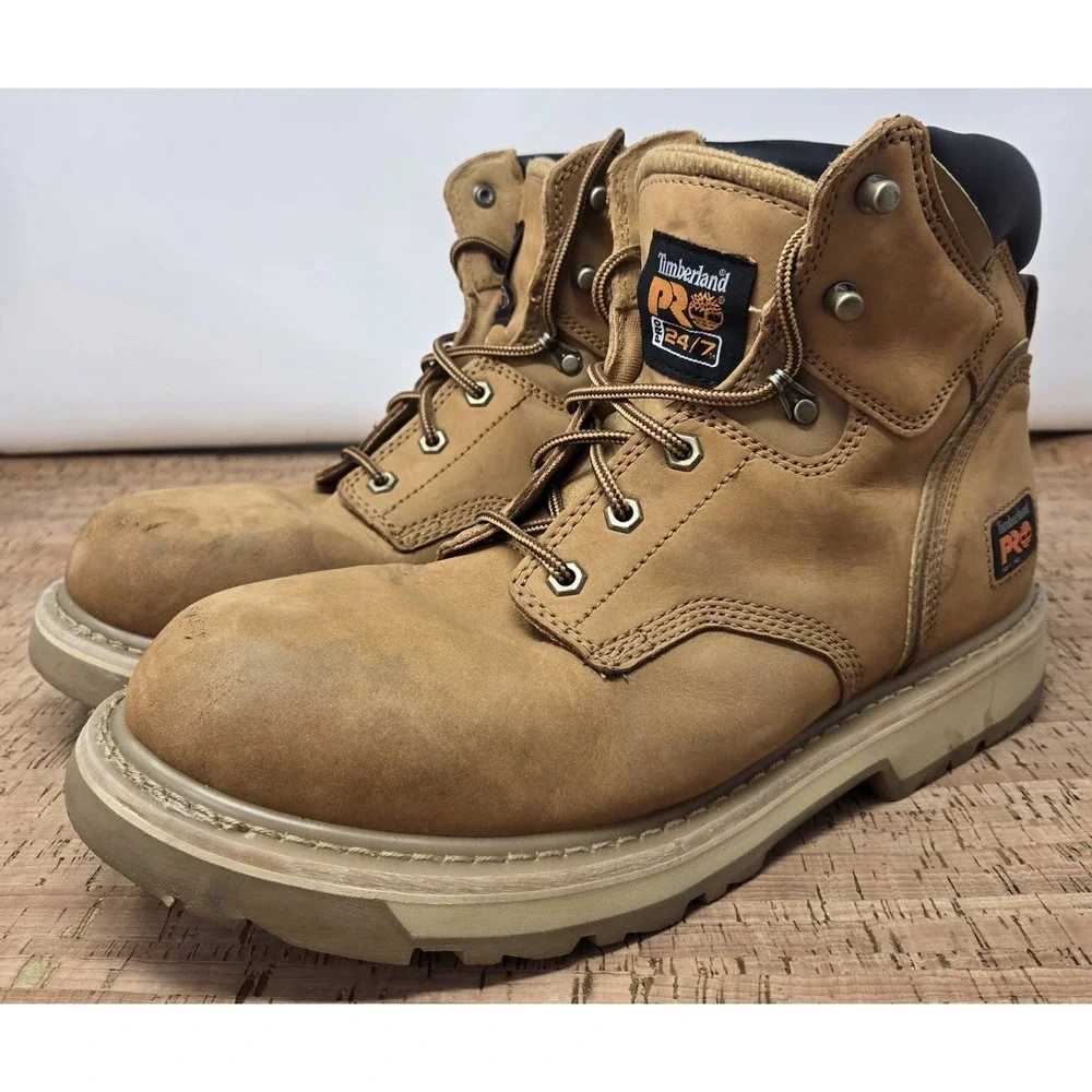 Timberland Boots Mens 12M Pro Pit Boss Soft Toe Work Wheat Construction Shop